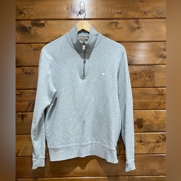 Burberry Heathered Grey Half Zip Sweater